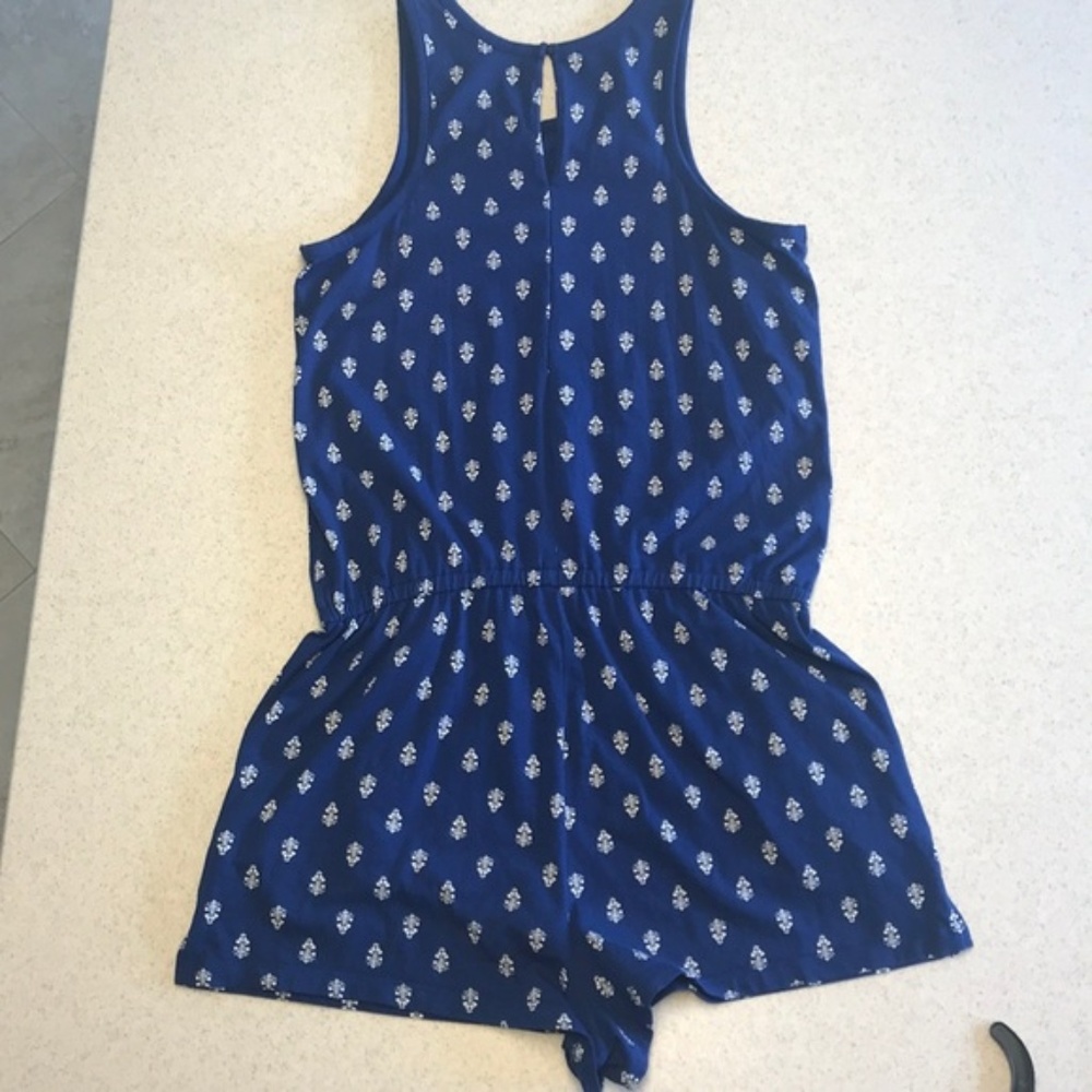 Old Navy Blue Cotton Romper. Size L Tall
